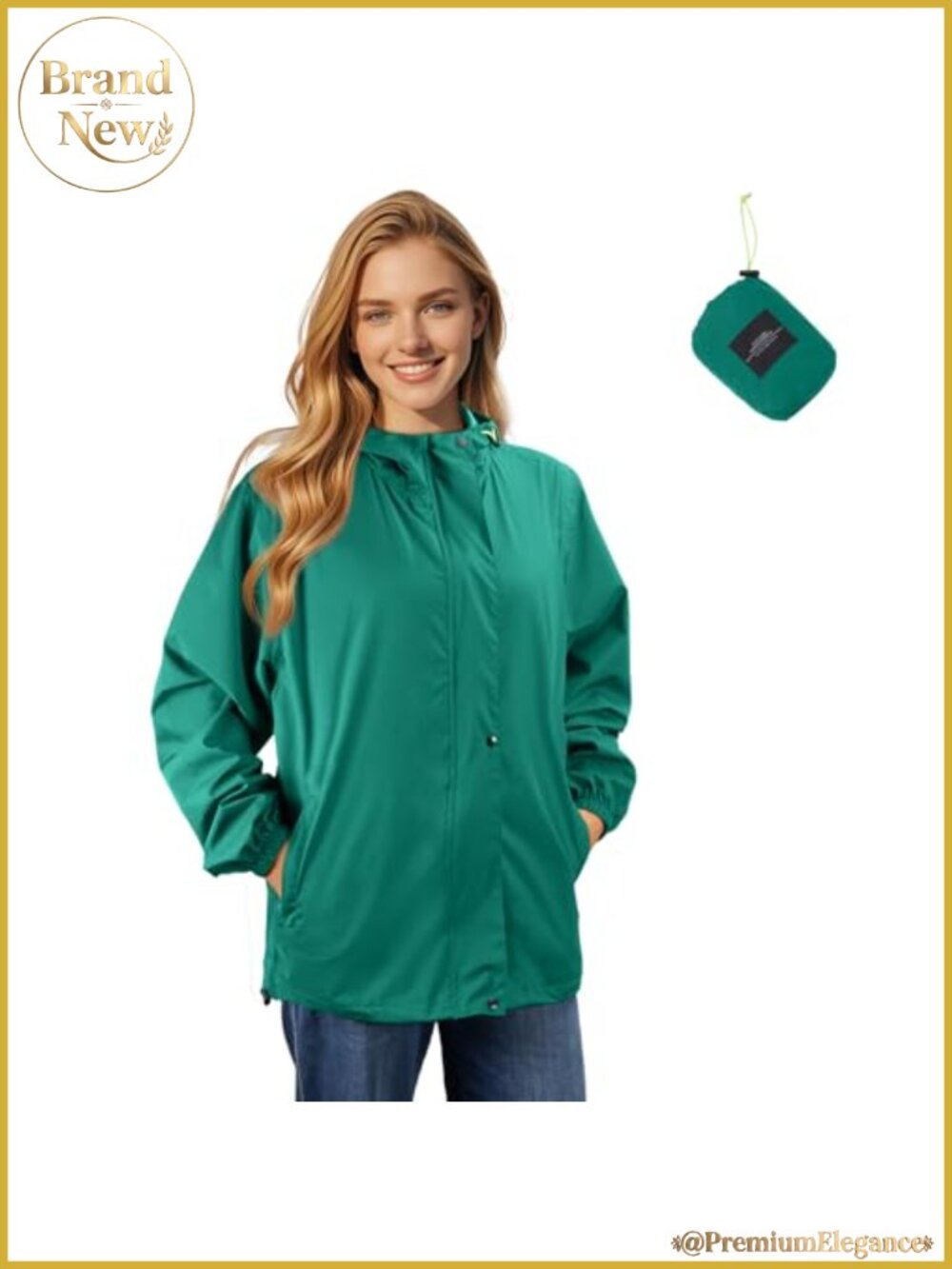 Women's Waterproof Rain Jacket with Hood, Windbreaker, Lightweight, Pockets